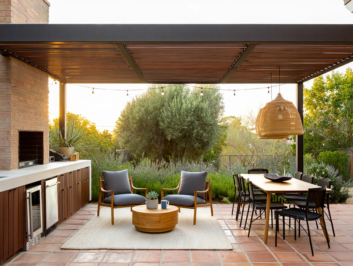 Patio design concept showing outdoor recreational area
